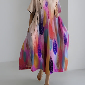 Women's 3D Printed Cotton-like Casual Fashion Dress