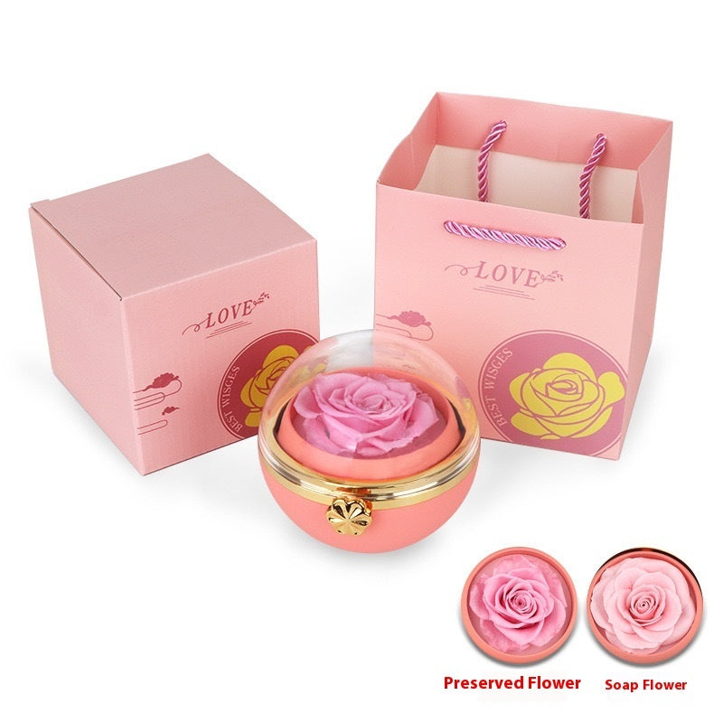 Circular Rotatable Eternal Flower Jewelry Box