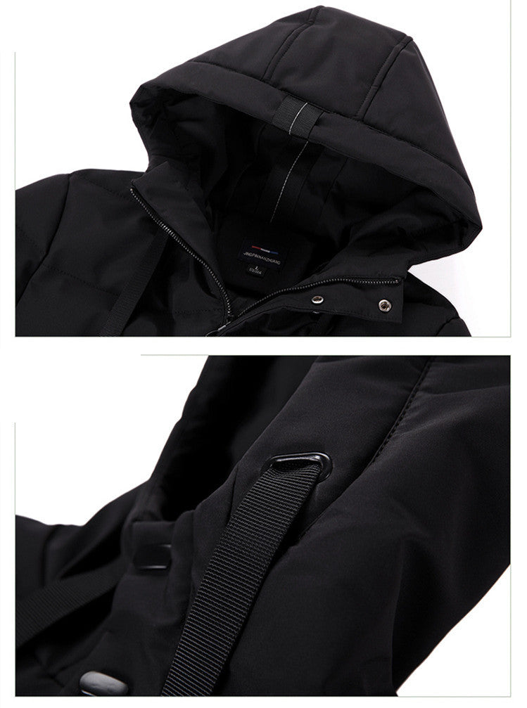 Winter New Men's Hooded Mid-length Down Cotton-padded Jacket