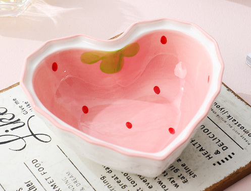 Cute Strawberry Ceramic Love Bowl Shaped