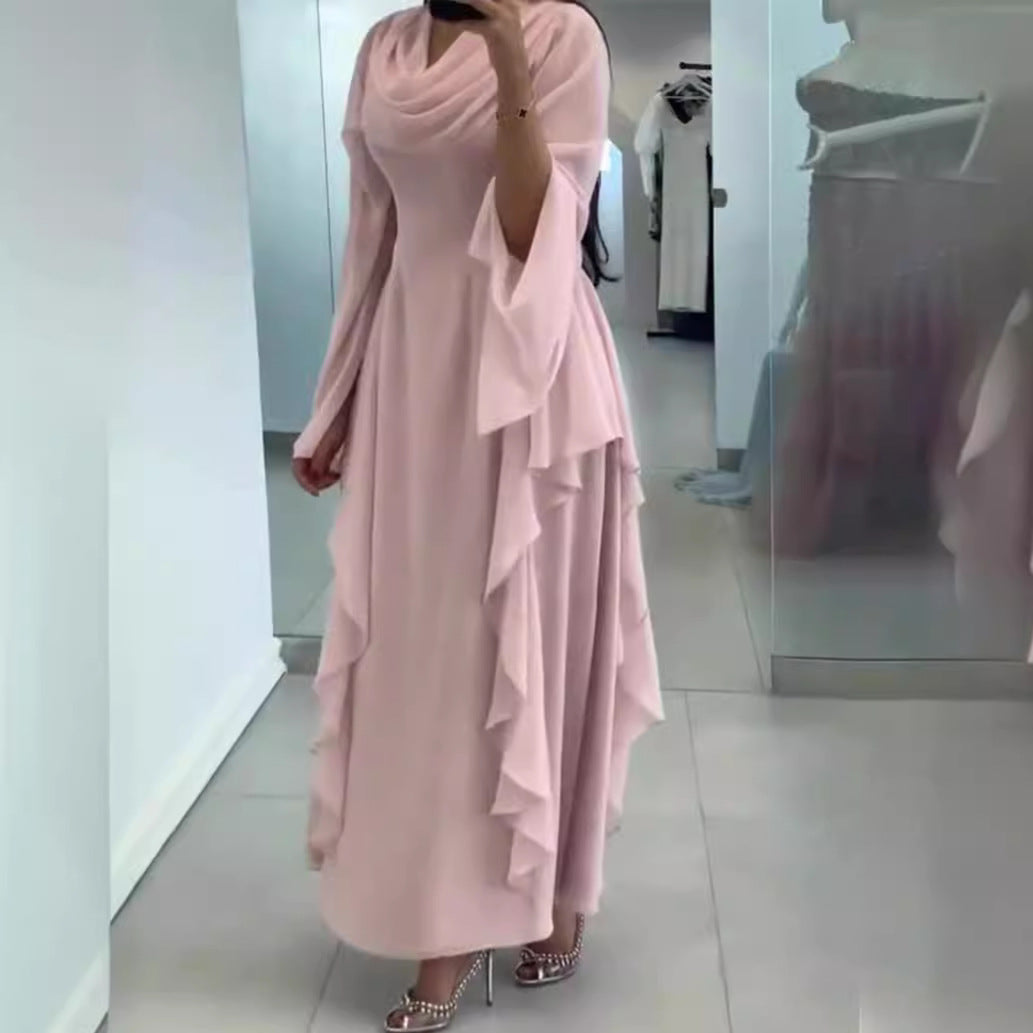 Women's Cascading Collar Wooden Ear Fairy Lady Gentle Long Temperament Dress