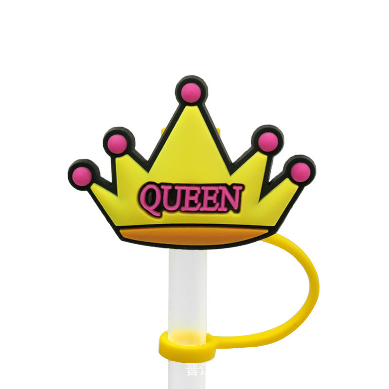 Straw Mouthpiece Silicone Dust Plug Decorative Buckle Clip Personalized Letter Label