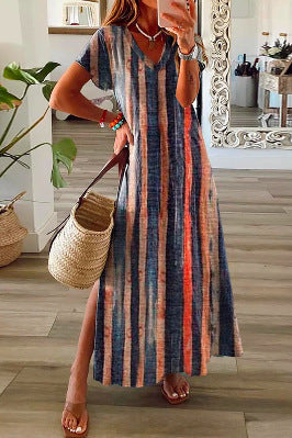 European American Summer New Elegant 3d Printing Ladies Dress