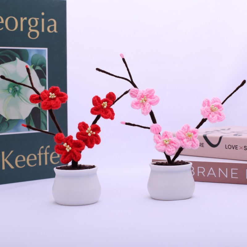 Handmade Potted Plum Blossom Emulational Flower Decoration