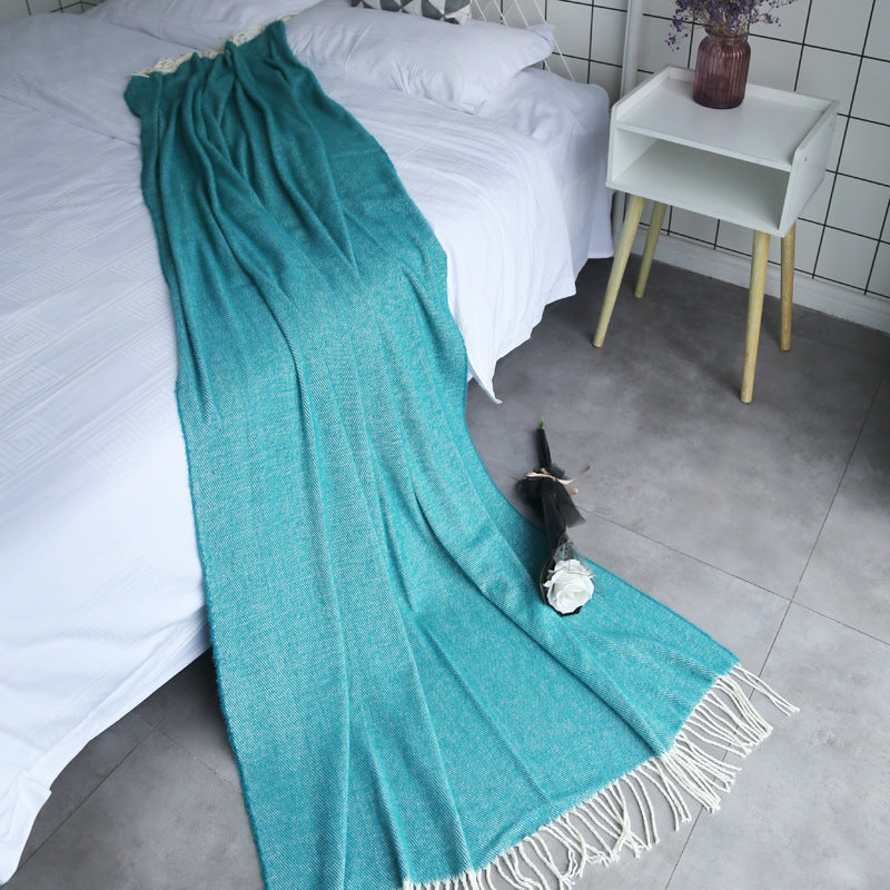 Nordic Style Solid Color Air Conditioning Blanket Blanket Sofa Blanket Mink Velvet