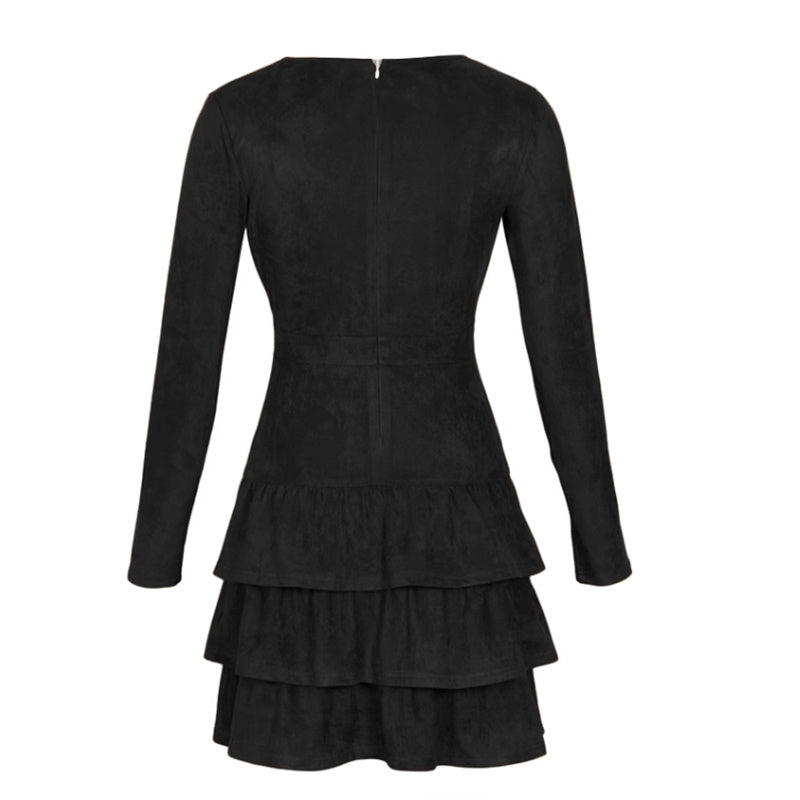 Women's New High Waisted Elastic Suede Dress