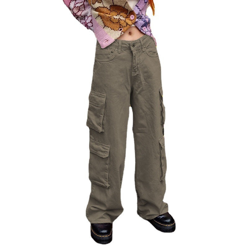 Multi-pocket Workwear Trousers Hipster Old Loose Wide Leg