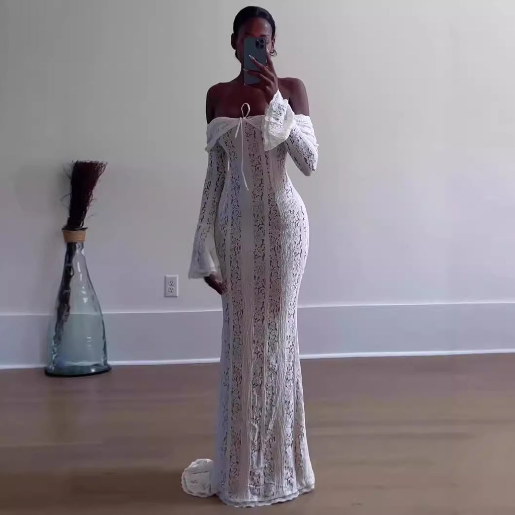 Fairy Gentle Off-shoulder Tube Top Lace Dress