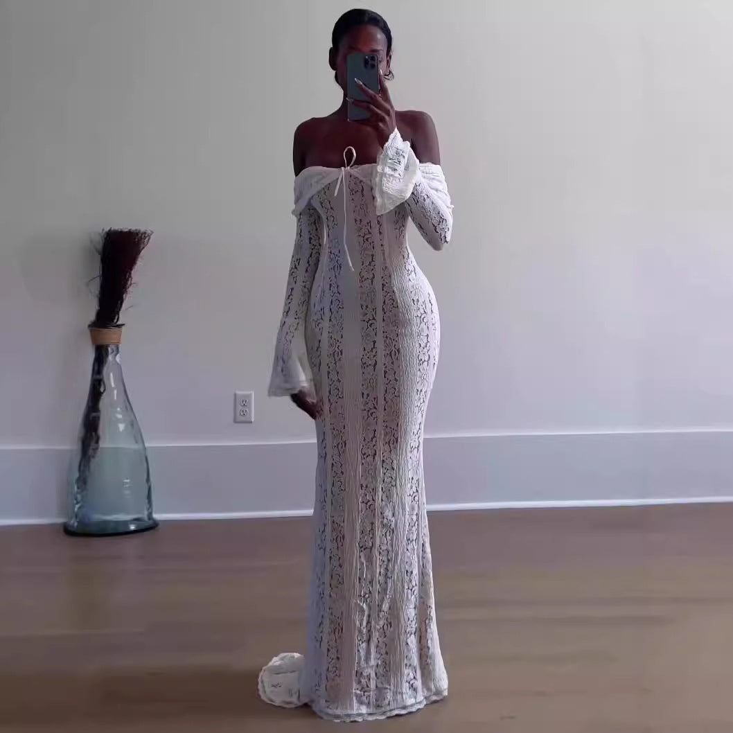 Fairy Gentle Off-shoulder Tube Top Lace Dress