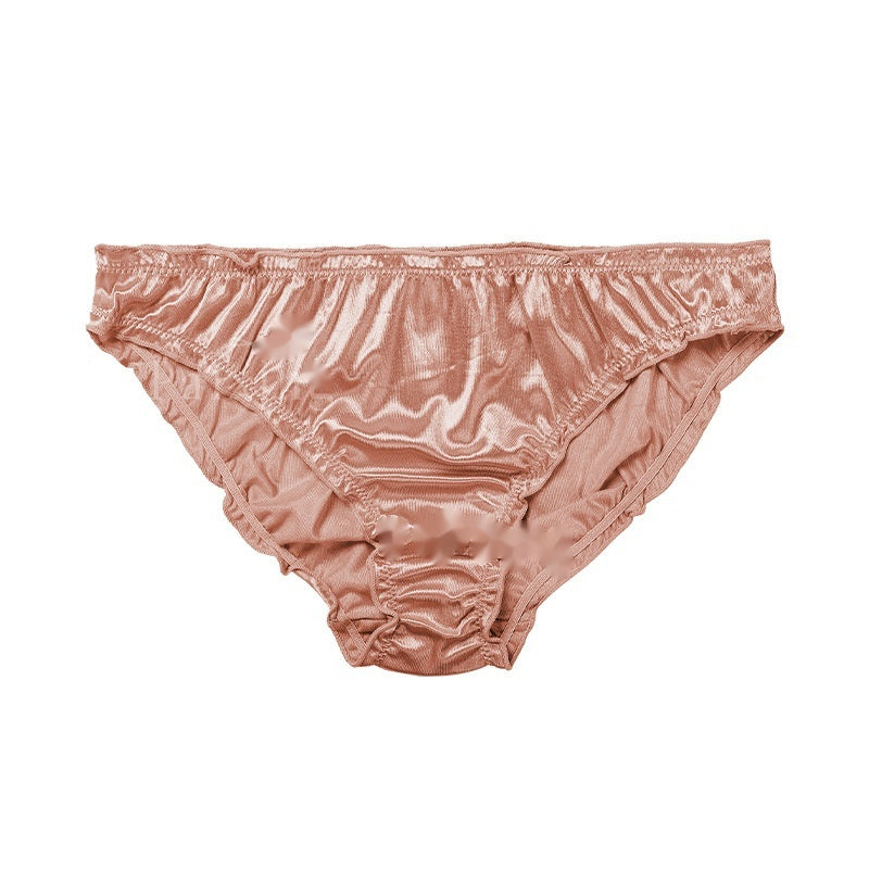 Glossy Quick-drying Briefs Sexy T-shaped Mid-waist Purified Cotton Crotch Breathable Ladies