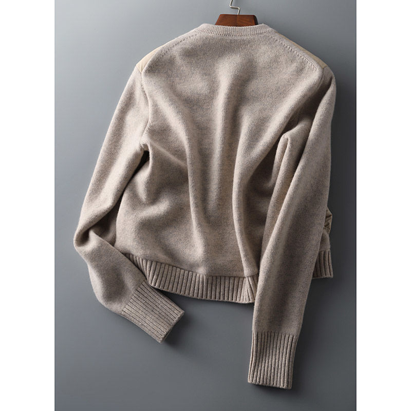 Simple Long-sleeved Knitted Women's Stitching Cotton Jacket