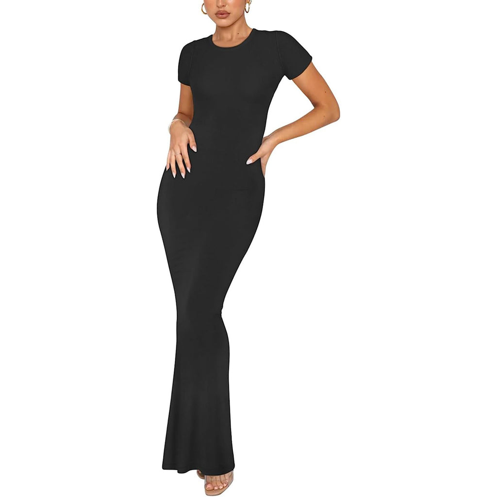 Women's Elegant Slim-fit Short-sleeved Round Neck Dress