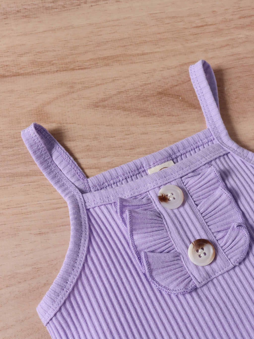 Cute Purple Strap Sunken Stripe Butterfly Shorts Two-piece Set