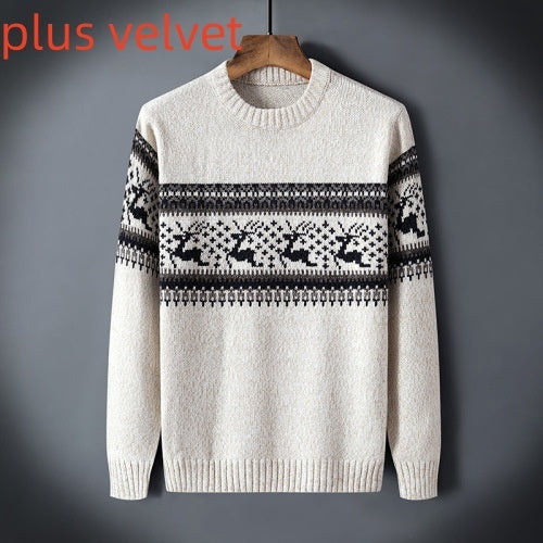 Men's contrast color plus fleece sweater