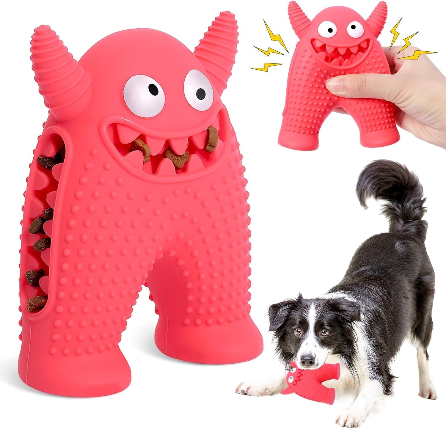 Squeaky Dog Toys For Aggressive Chewers,Durable Interactive Dog Chew Toy For Small Dogs,Natural Rubber Teeth Cleaning Puppy Treat Toys