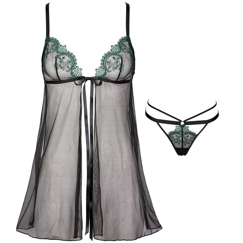 Lady Sexy See-through Suspender Strap Nightdress Mesh