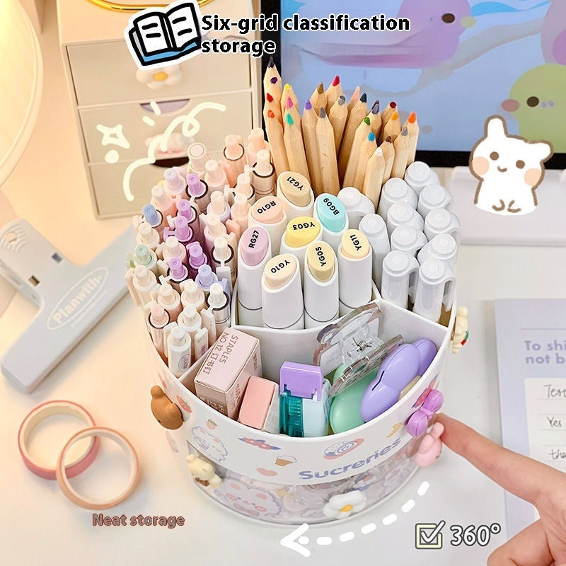 Multifunctional Large Capacity Division Rotating Pen Holder Drawer Rack