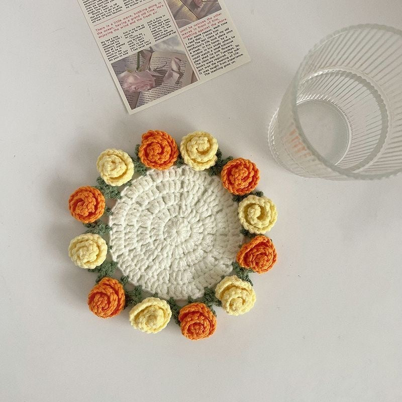 Rose Coaster Crochet Diy Material Package