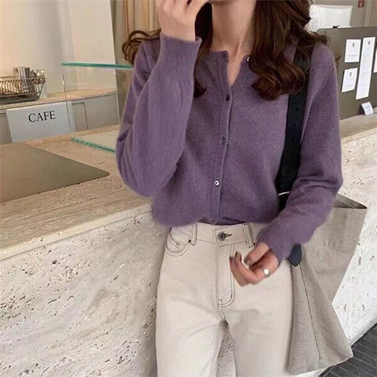 Fashion Round Neck Knitted Cardigan Loose-fitting Outerwear Sweater Coat
