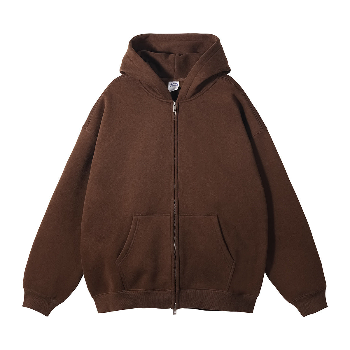 Men's Fleece-lined Thickened Double-headed Zipper Hooded Sweater