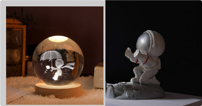 3D Crystal Ball Night Light Solar System Cosmic Theme LED Decoration Light Wooden Base Astronomy Nightlights Birthday Gift