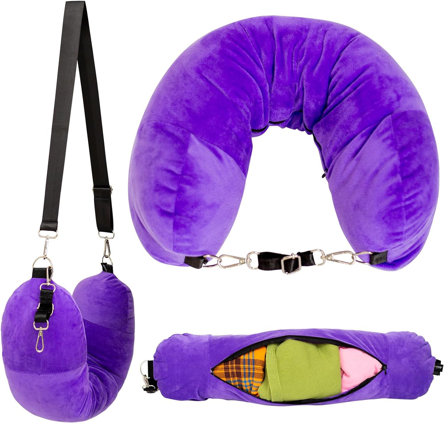 New Travel U-shaped Pillow Can Fill Clothes