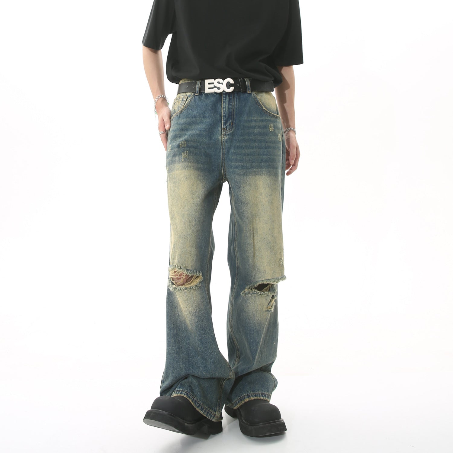 American Ripped Beggar High Street Loose Mop Jeans