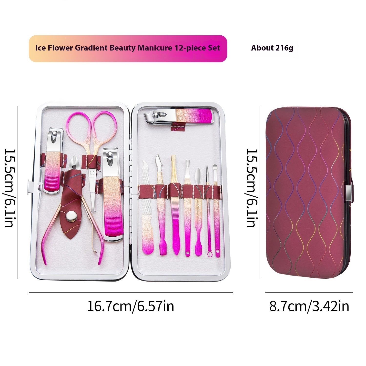 Gradient Color Nail Clippers Suit Stainless Steel Nail Clippers Cuticle Nipper