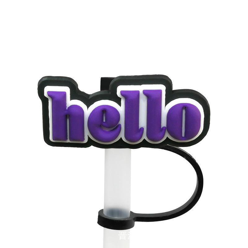 Straw Mouthpiece Silicone Dust Plug Decorative Buckle Clip Personalized Letter Label