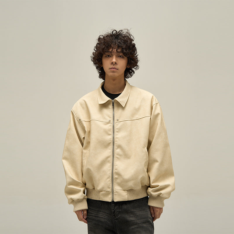 American Retro Brown Leather Jacket For Men