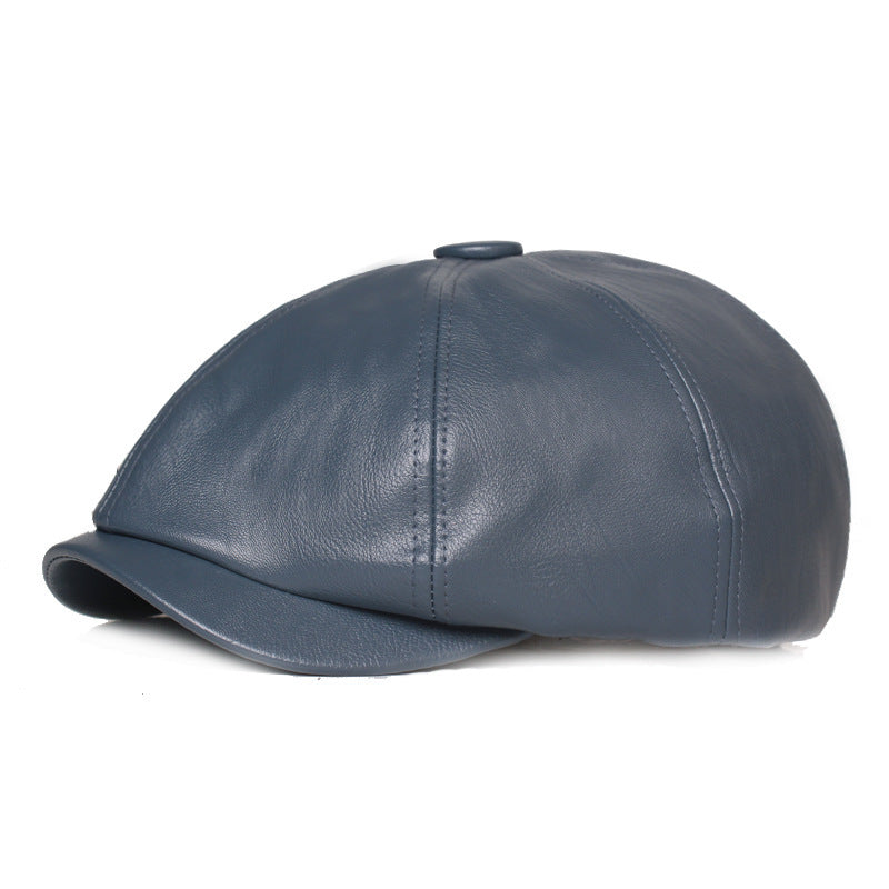 Leather Octagonal Cap Women's Retro