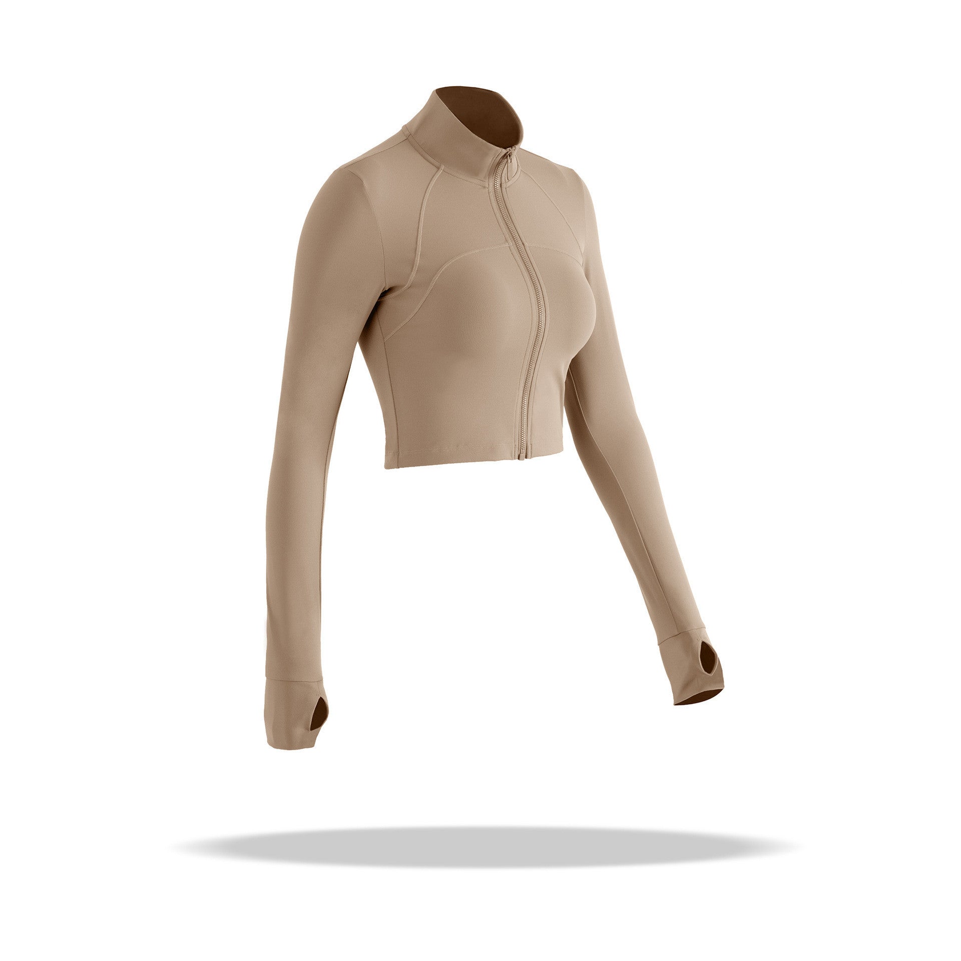 Women's Slim Fit Stand Collar Nude Short Coat