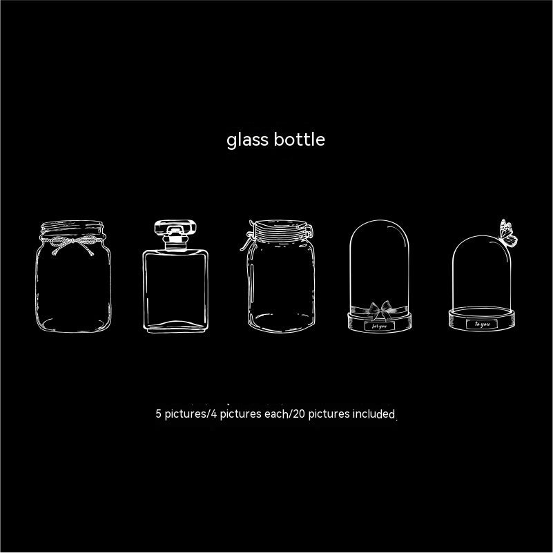 Dried Flower Bookmark Creative Glass Bottle Container PET Sticker Bookmark