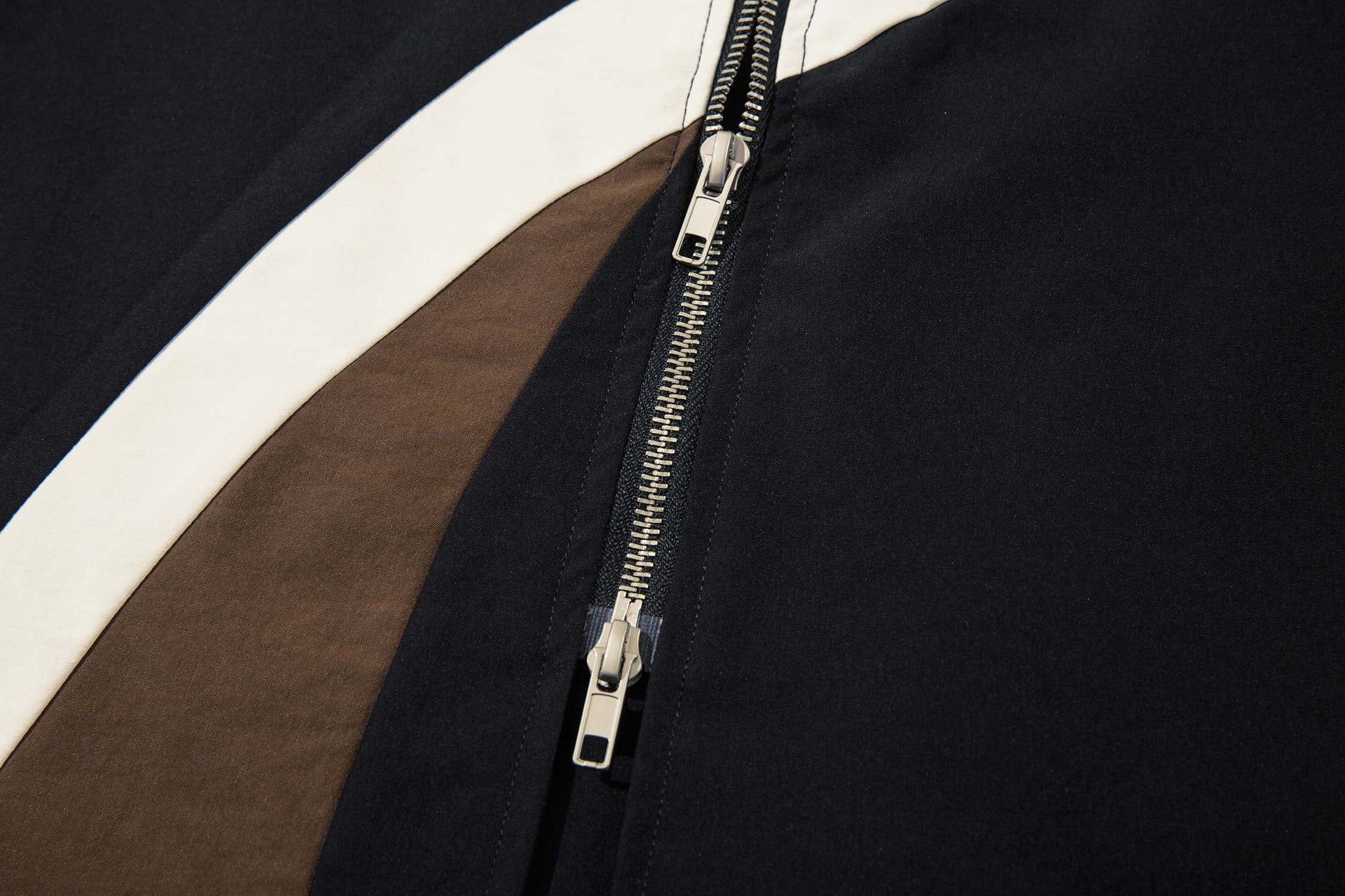 High Street American Stitching Contrast Color Zipper Lapel Lining