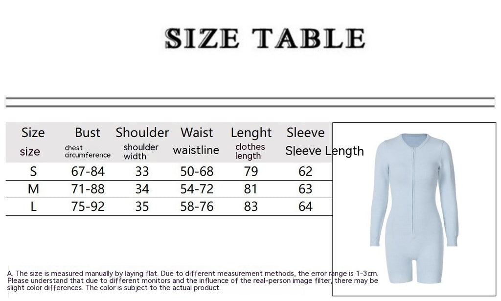 Winter New Long Sleeve Solid Color Zipper Skinny Knit Sweater Jumpsuit