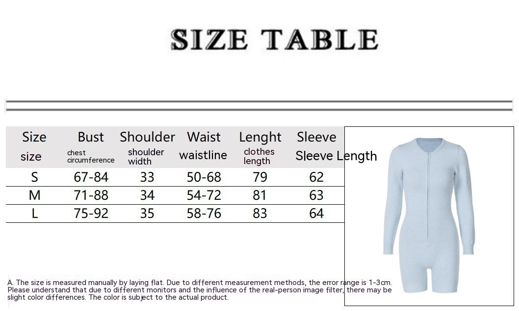 Winter New Long Sleeve Solid Color Zipper Skinny Knit Sweater Jumpsuit