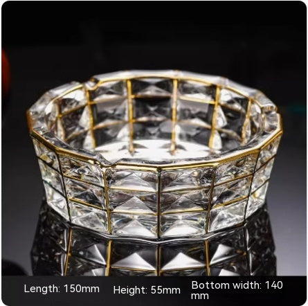 Crystal Glass Gold Rim Ashtray Prevent Fly Ash