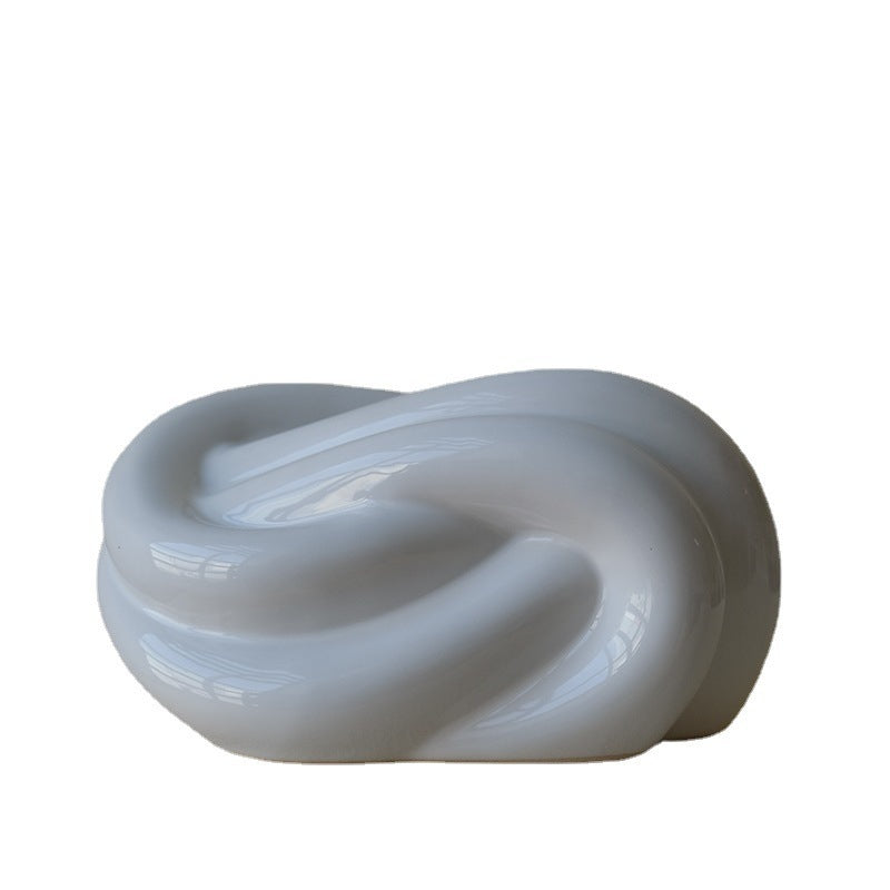 Cold Color Fried Dough Twist Shaped Napkin Paper Box Ceramic Decoration