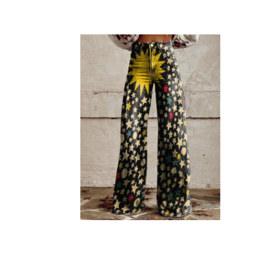 Women's Casual Pants Thin Imitation Jeans Wide Leg