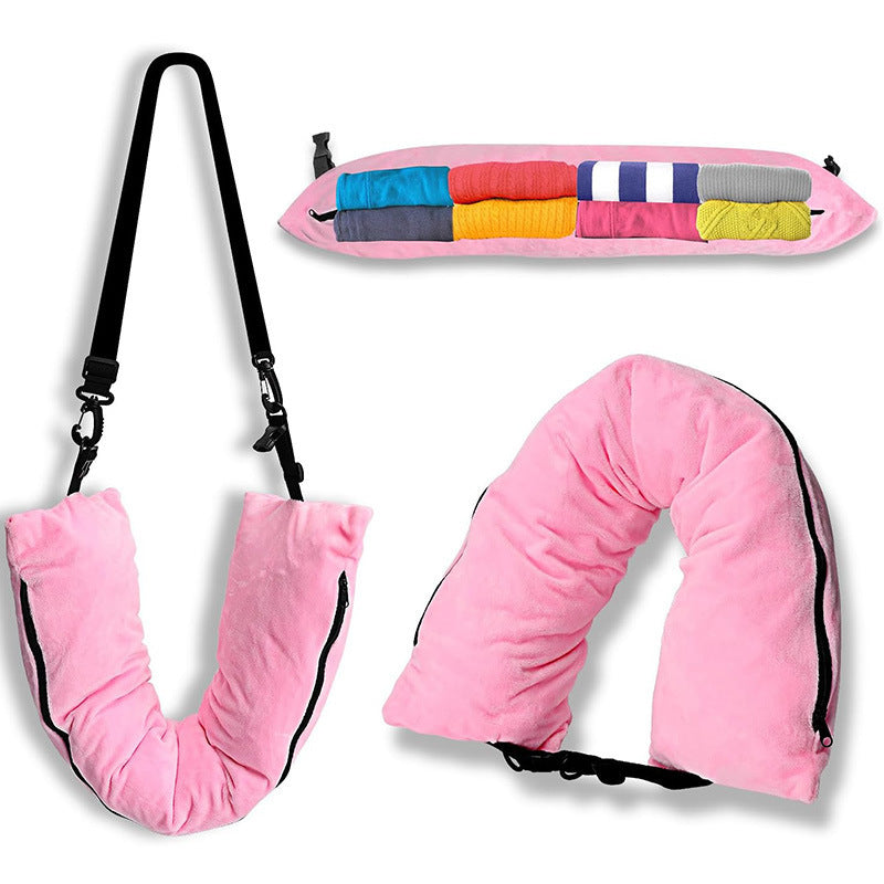 Refillable Travel Pillow Portable Clothes Luggage Storage Pillow
