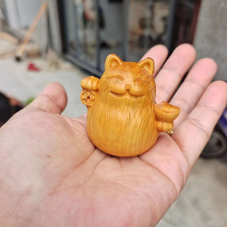 Arborvitae Wood Carving Aodao Cat Creative Crafts