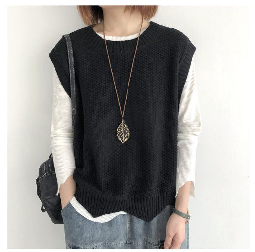 Autumn And Winter Sweater Vest Knitted Waistcoat Outer Wear Vest Coat