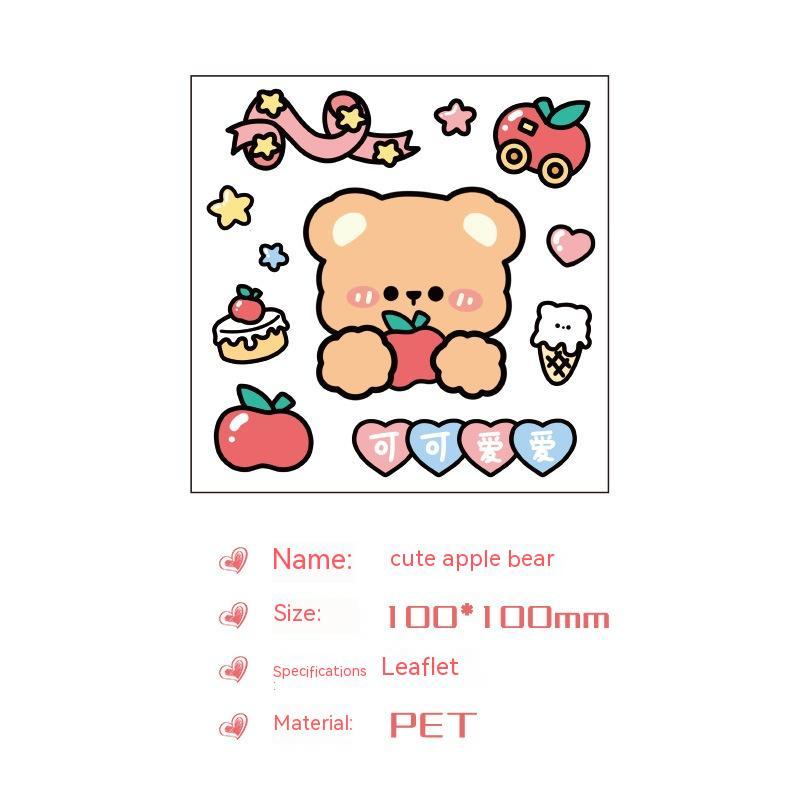Cute Bear Clear Water Cup Stickers Children's Cartoon Korean Journal Material Mobile Phone Cup Decoration
