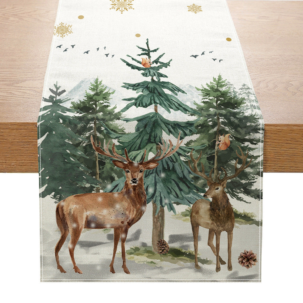 Christmas Snowman Santa Claus Creative Tablecloth