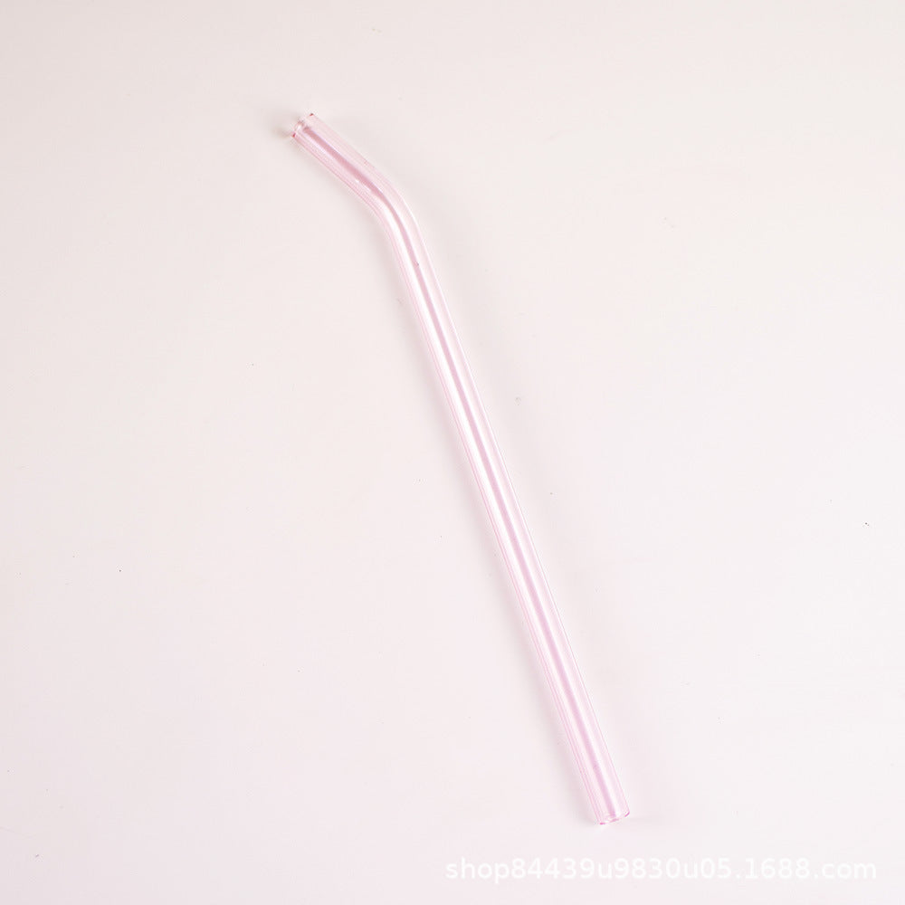 Colored High Borosilicate Environmentally Friendly Heat-resistant Curved Glass Straws