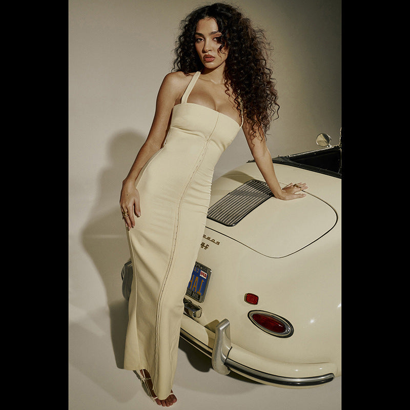 Women's Halter Single-breasted Split Hip Dress