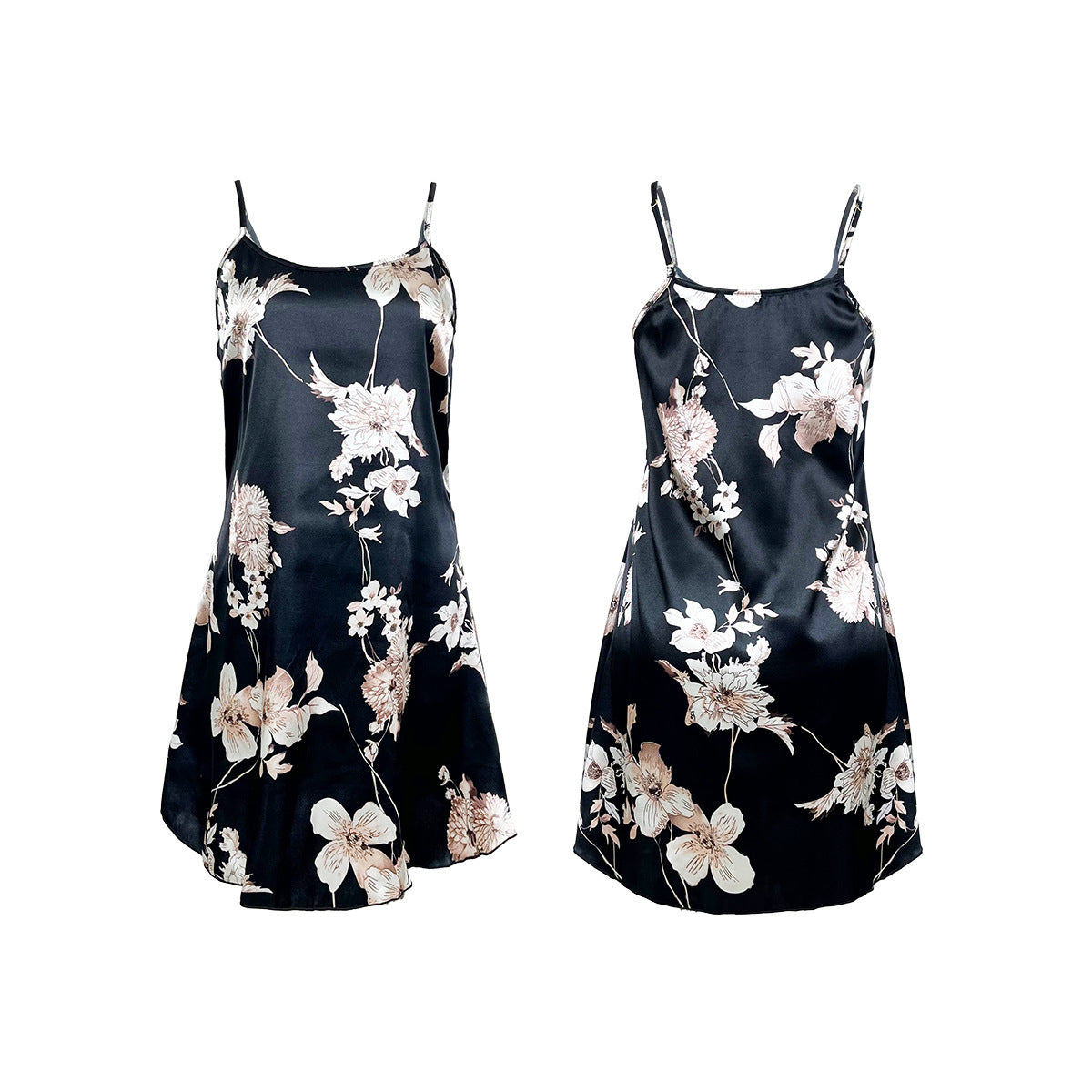 Sexy French Style Ice Silk Pajamas Big Flower Sweet Sexy Slip Nightdress