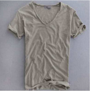 Men'S Cotton Linen T-Shirt Short Sleeve V-Neck Breathable Loose Soft White Asian Size