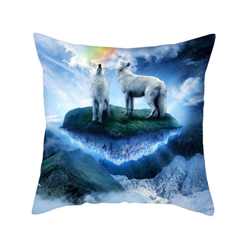Home Decoration Without Pillow Core 3D Fluorescent Wolf Polyester Pillowcase