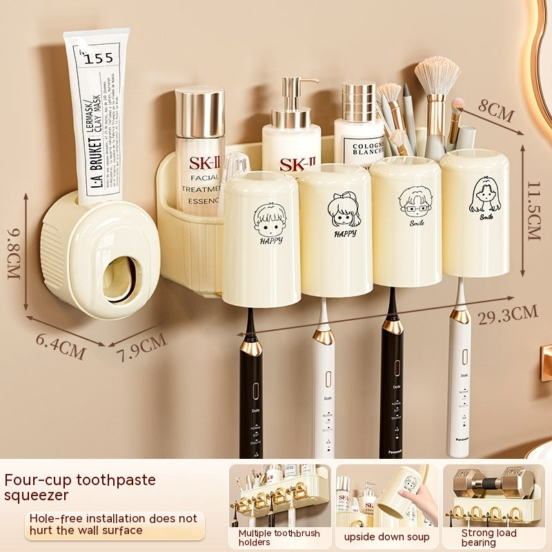 Bathroom Rack Punch-free Wall-mounted Toothbrush Cup Rack